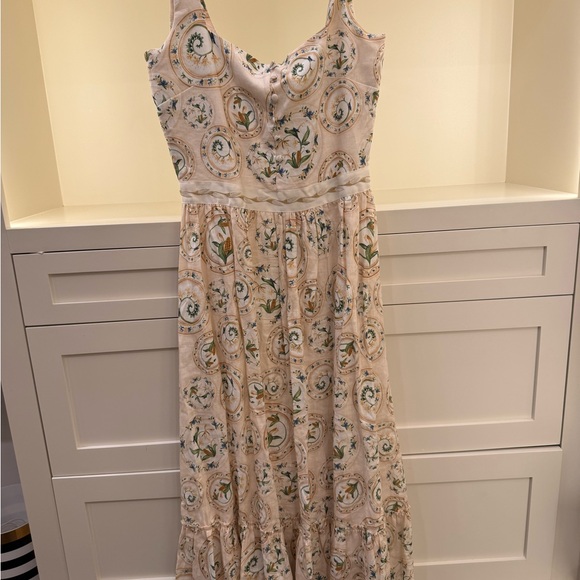 Agua Bendita Floral Cream Sleeveless Dress - Picture 2 of 11